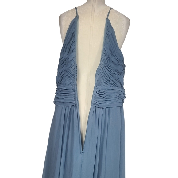 Morilee Madeline Gardner Blue V Neck Maxi Dress 14/16 - Picture 7 of 11